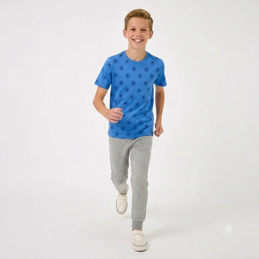 NWT Converse Renew Boys Blue Slushy All Star Logo Graphic T-Shirt Size M